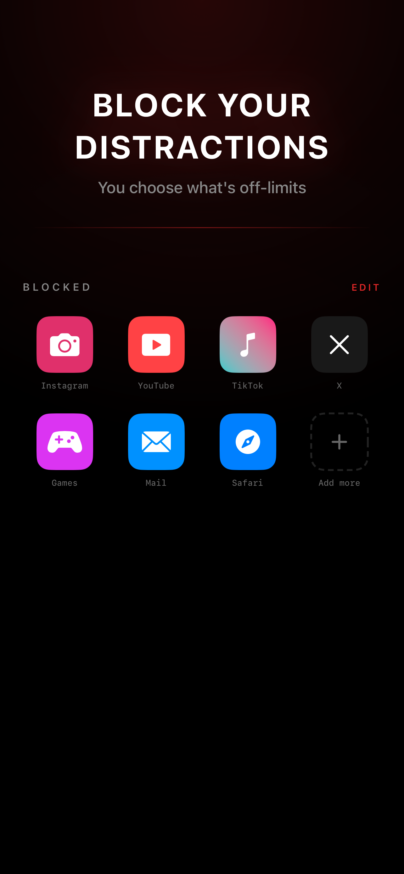LOCKEDIN blocked apps selection