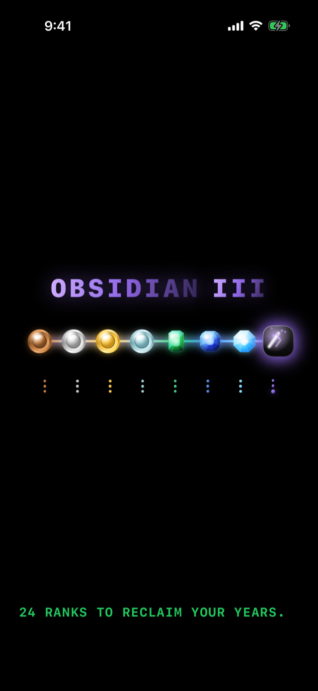 The 24-rank ladder from Bronze to Obsidian